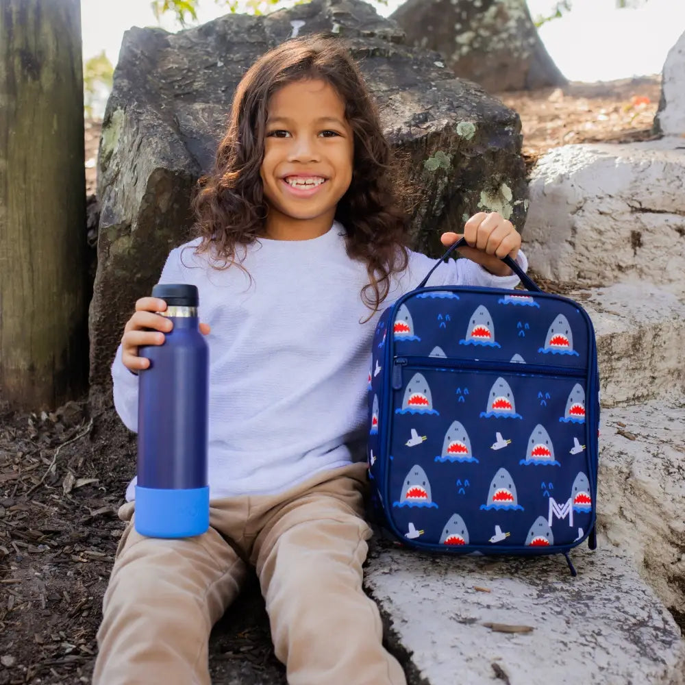 Bolsa de merienda Térmica Grande MontiiCo - Shark - Azul -