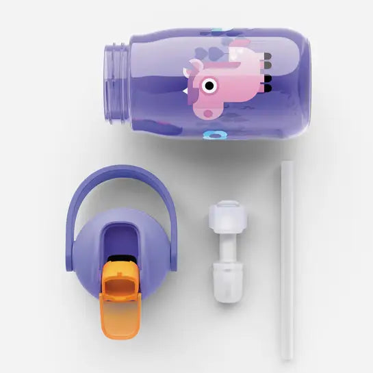 Botella con pajita Flip Straw - Púrpura Unicornio 400ml -