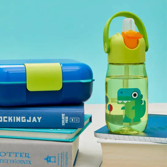 Botella con pajita Flip Straw - Verde Cocodrilo 400ml -