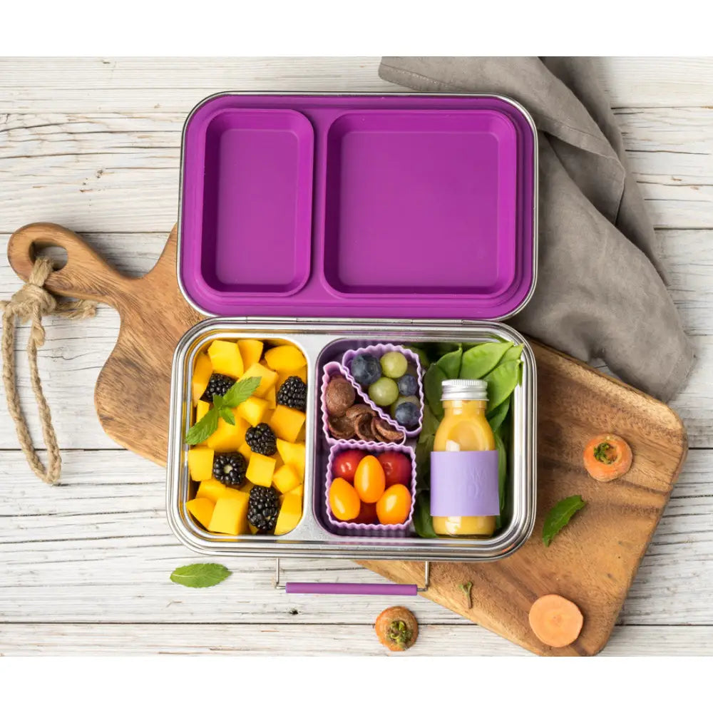 Fiambrera de Acero Inoxidable Lekkabox Duo - Mora - Fucsia