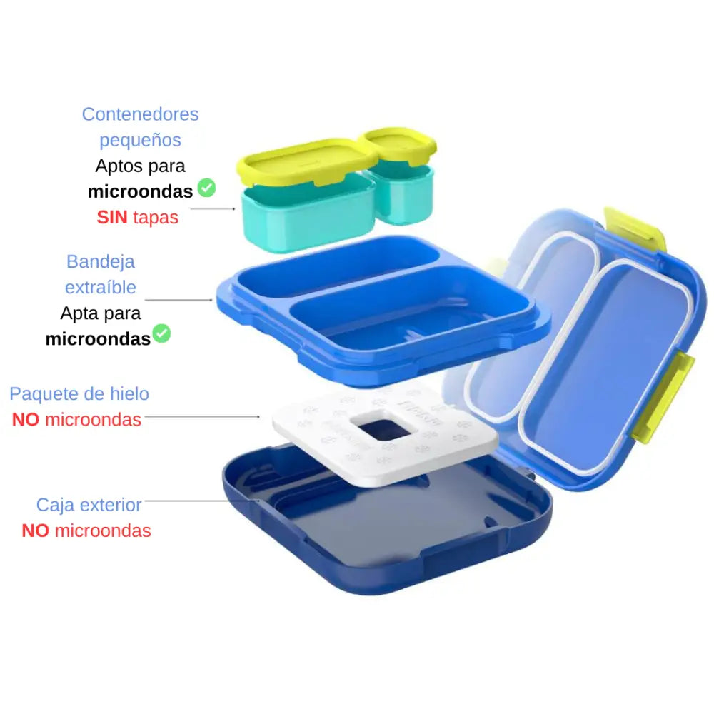 Fiambrera Neat Bento con Refrigerante - Azul - Azul - Zoku