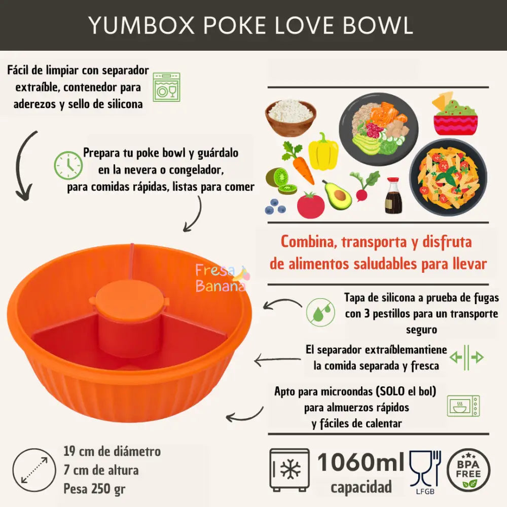 Fiambrera Poke Bowl Yumbox - Tangerine Orange - Naranja
