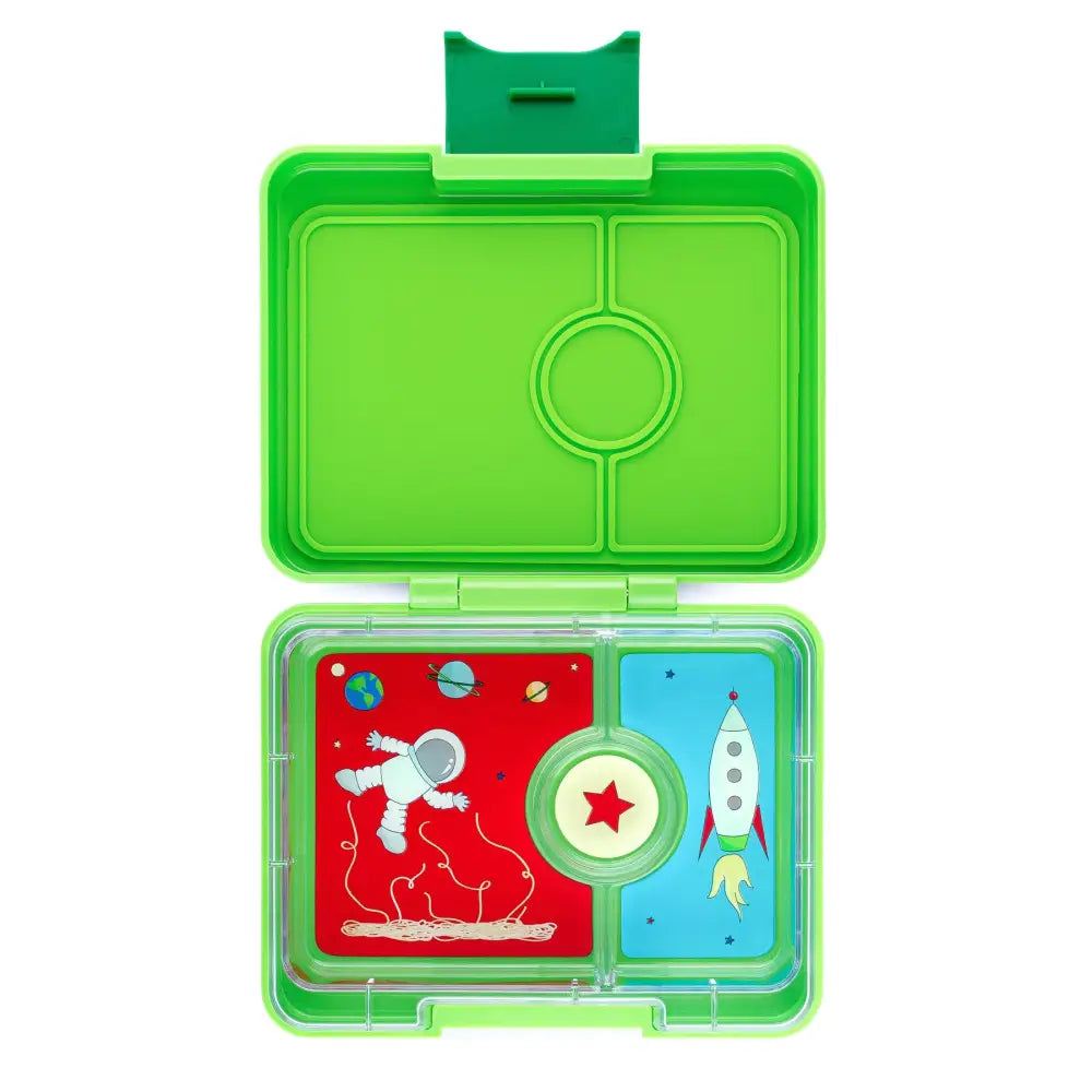 Fiambrera Yumbox Snack 3 secciones - Lime Green Rocket -