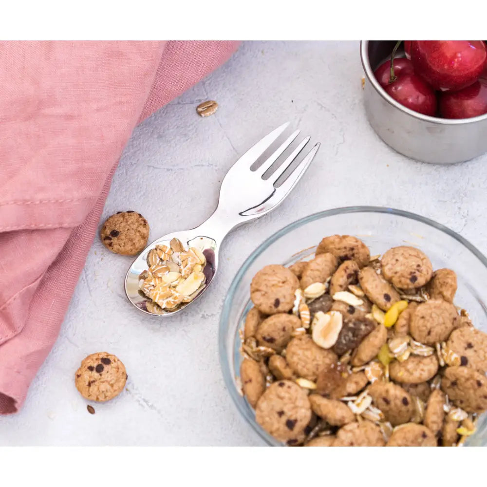 Mini cuchara & tenedor de acero inoxidable Lekkabox