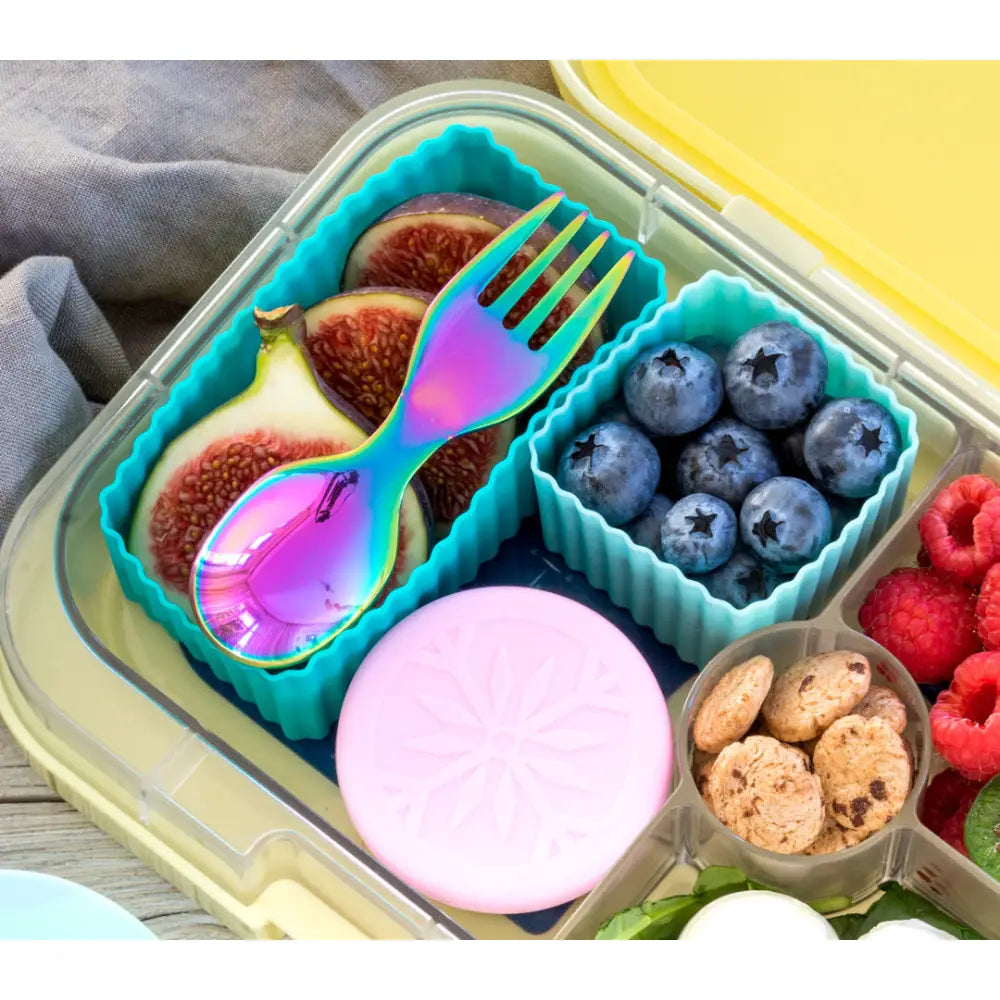 Mini cuchara & tenedor de acero inoxidable Lekkabox