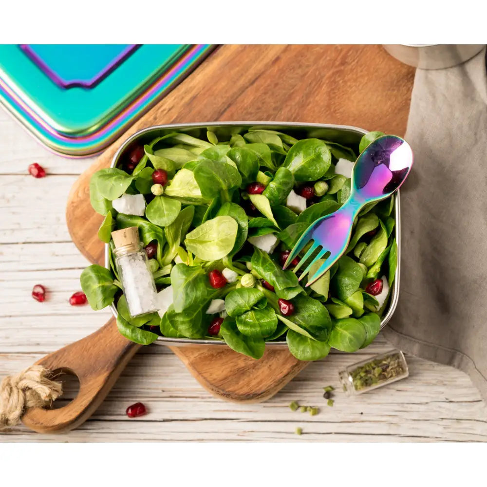 Mini cuchara & tenedor de acero inoxidable Lekkabox