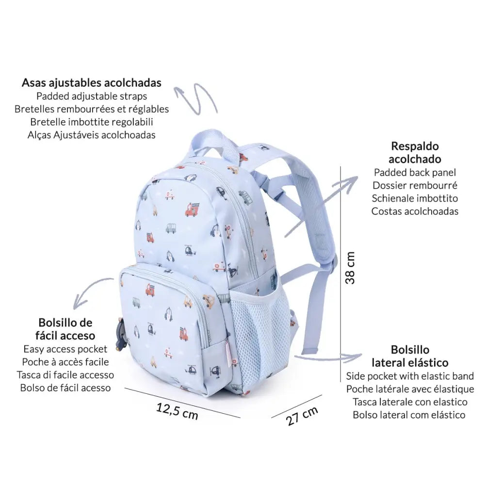 Mochila para almuerzo o merienda - City Cars - Azul - Tutete