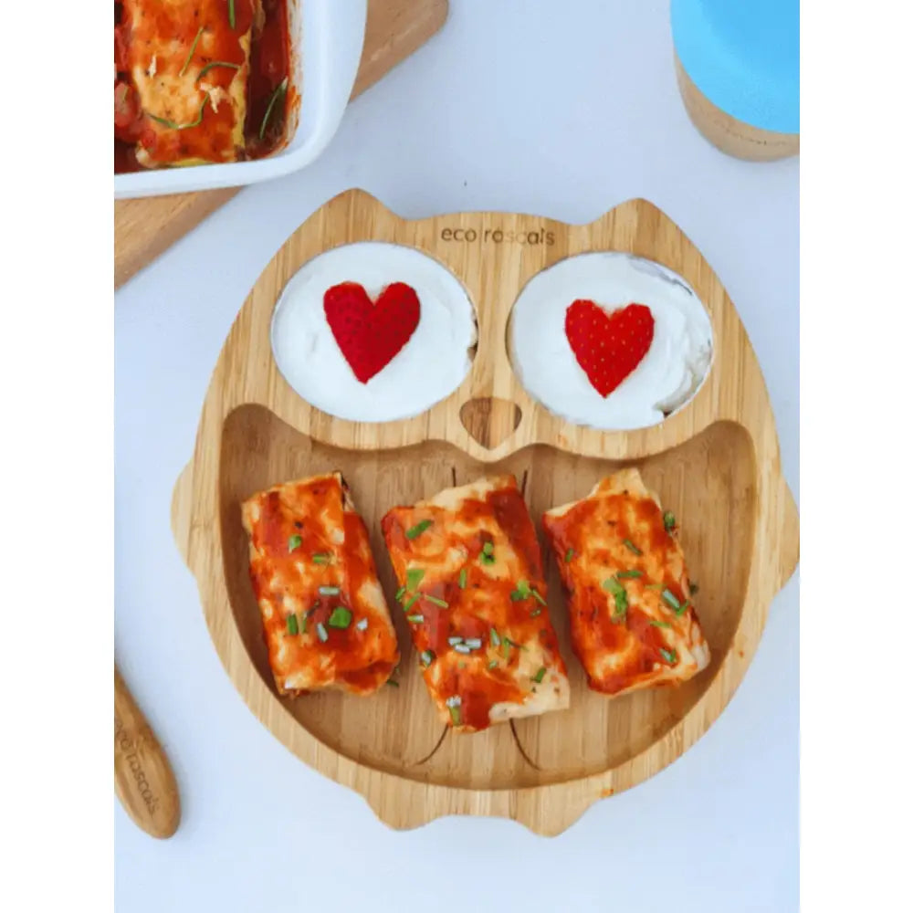 Plato de Bambú con ventosa Eco Rascals - Búho Rosa - Rosa -
