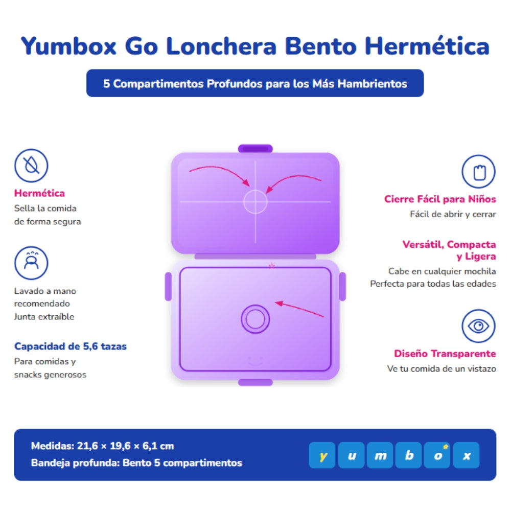 Yumbox Go Fiambrera Bento 5 Compartimentos Hermética – Kyoto Purple