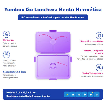 Yumbox Go Fiambrera Bento 5 Compartimentos Hermética – Kyoto Purple