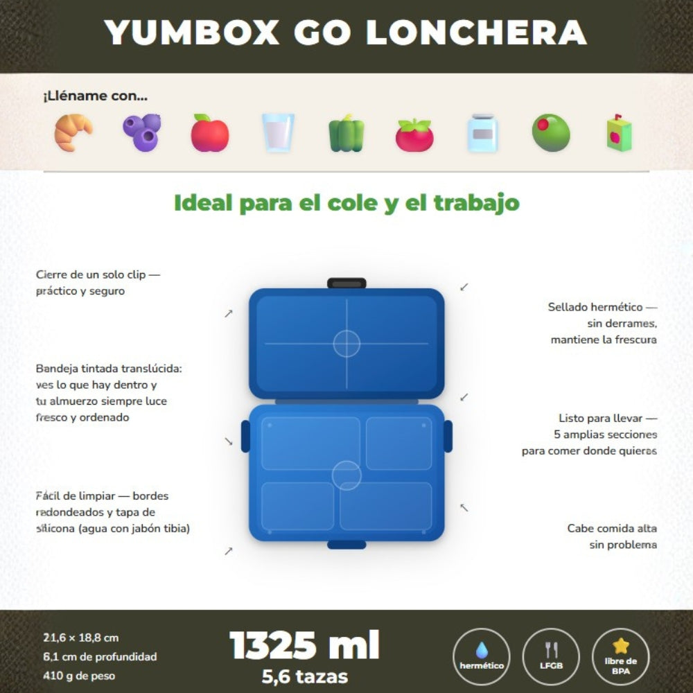 Yumbox Go Fiambrera Bento 5 Compartimentos Hermética – Oslo Blue