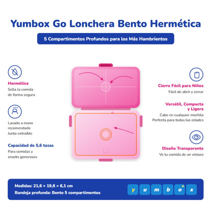 Yumbox Go Fiambrera Bento 5 Compartimentos Hermética – Sydney Pink