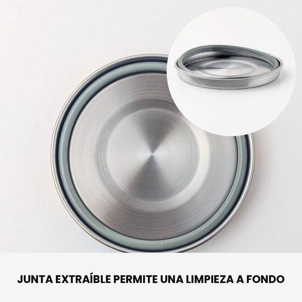 Lancheira Redonda Arco-íris de Aço Inoxidável 400 ml – LEKKABOX Clipsy