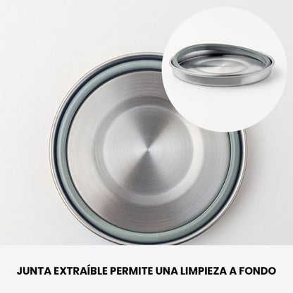 Lancheira Redonda Arco-íris de Aço Inoxidável 400 ml – LEKKABOX Clipsy