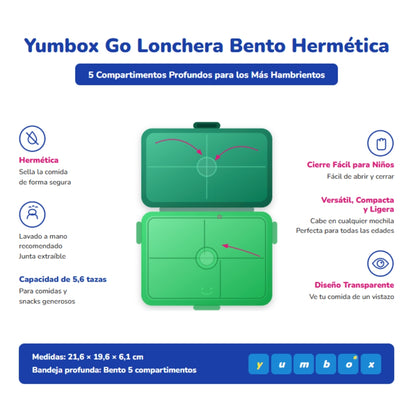 Yumbox Go Fiambrera Bento 5 Compartimentos Hermética –  Lima Green