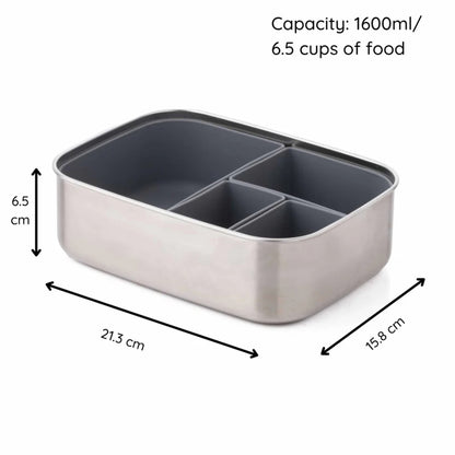 Fiambrera de Acero Inoxidable Classic Bento Box Gris – Eco Rascals