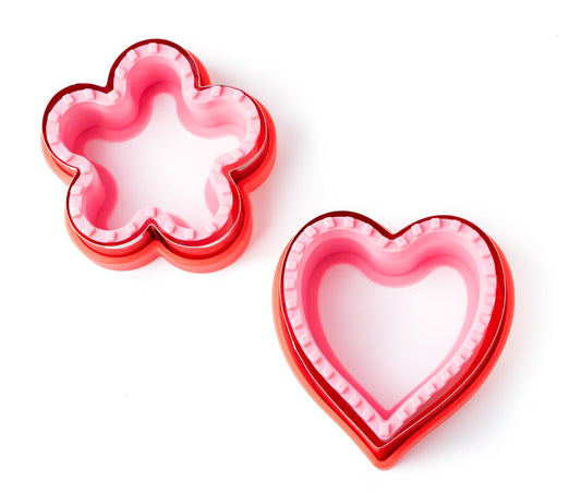 Cortadores seladores de sanduíche Lekkabox - flor e coração