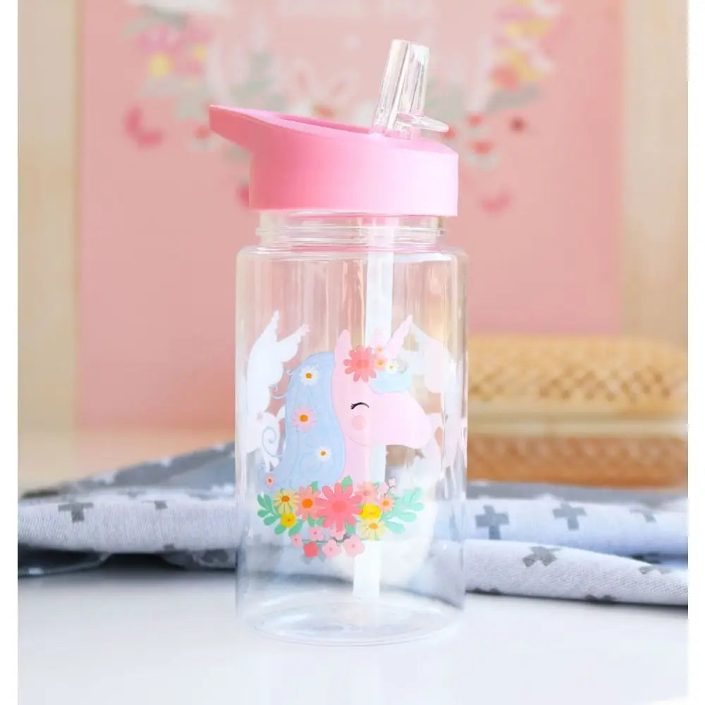 Botella con Pajita A Little Lovely Company - Unicornio 450ml