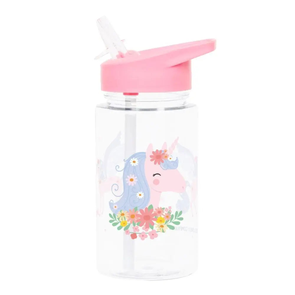 Botella con Pajita A Little Lovely Company - Unicornio 450ml