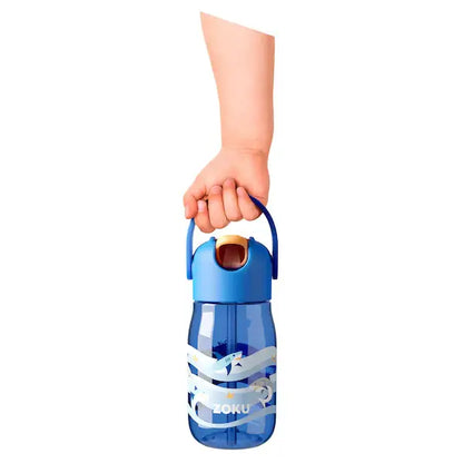 Botella con pajita Flip Straw - Azul Tiburones 400ml