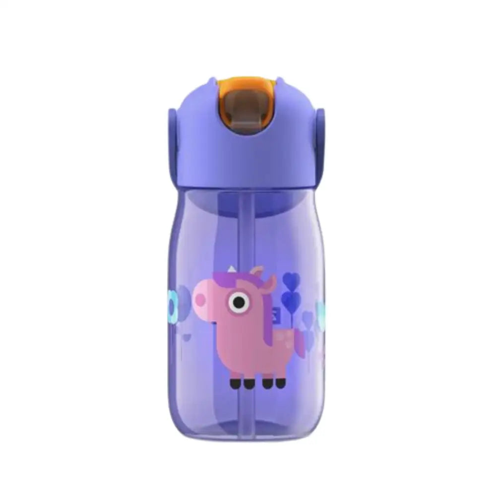 Botella con pajita Flip Straw - Púrpura Unicornio 400ml -