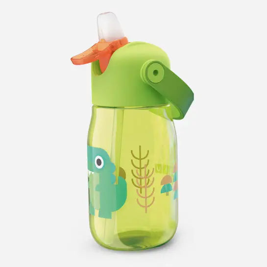 Botella con pajita Flip Straw - Verde Cocodrilo 400ml -