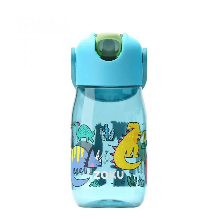 Botella con pajita Zoku Flip Straw - Turquesa Dino 400ml