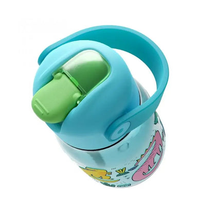 Botella con pajita Zoku Flip Straw - Turquesa Dino 400ml