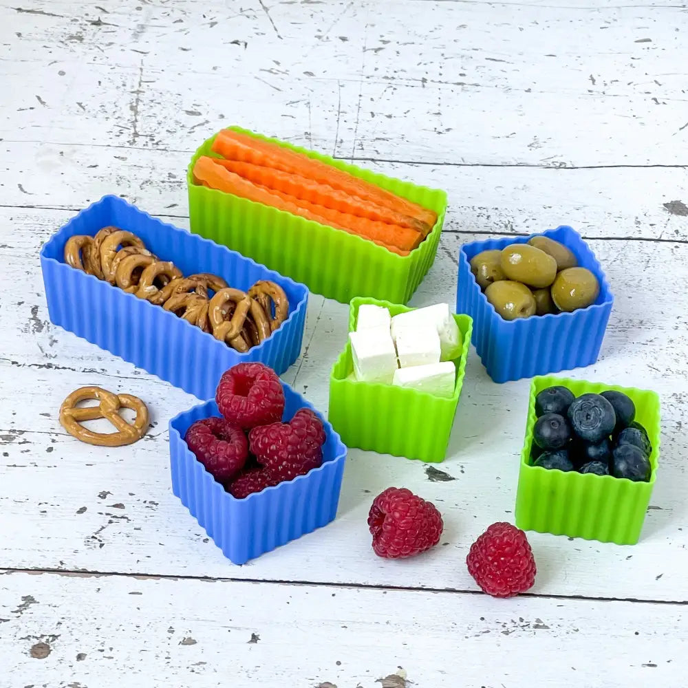 Cubos de Silicona Yumbox - Pack de 6 Azul & Verde