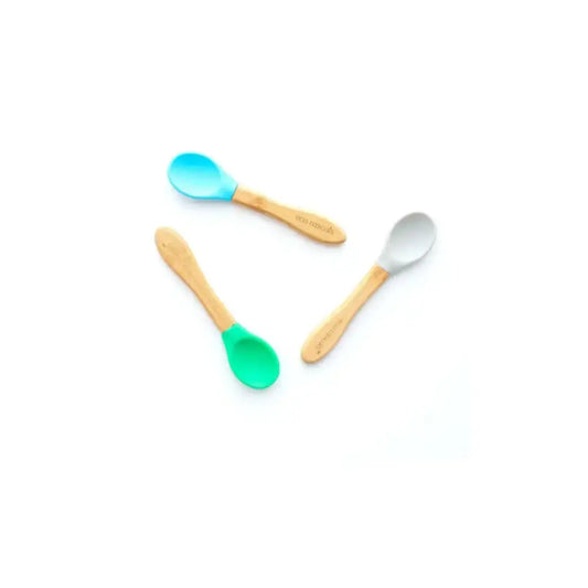 Cucharas de Bambú Eco Rascals Set de 3 - Gris Azul & Verde