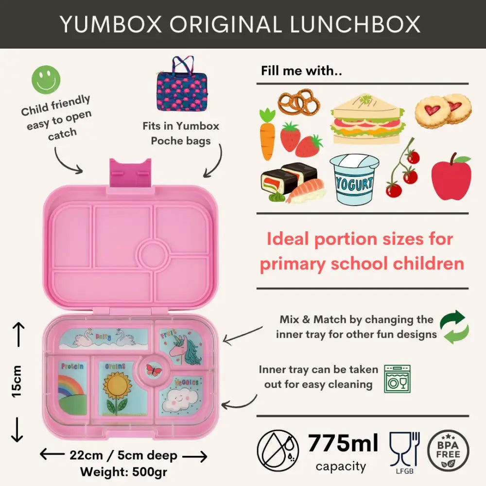 Fiambrera Yumbox Original 6 secciones - Power Pink Unicorn