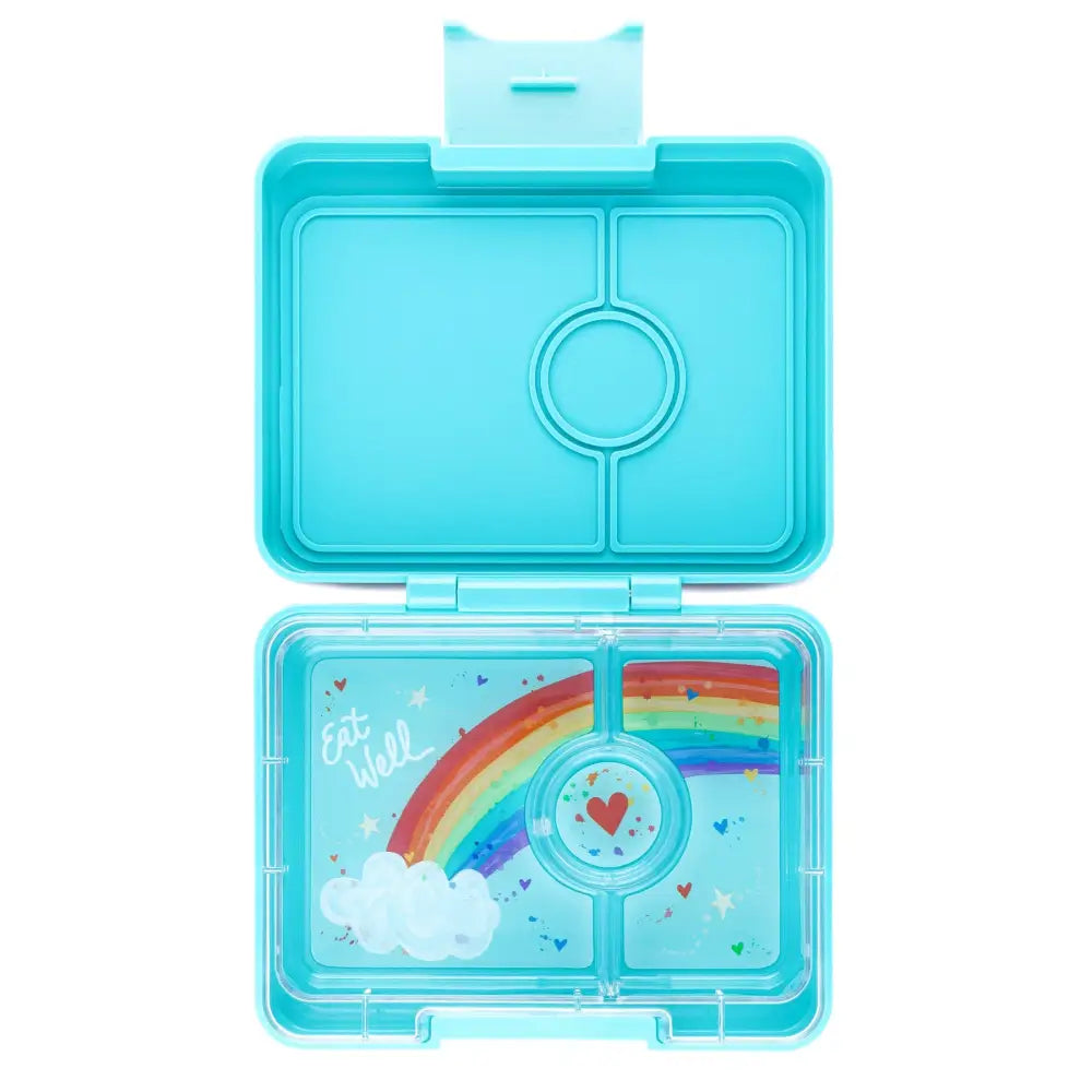 Fiambrera Yumbox Snack 3 secciones - Misty Aqua Rainbow -