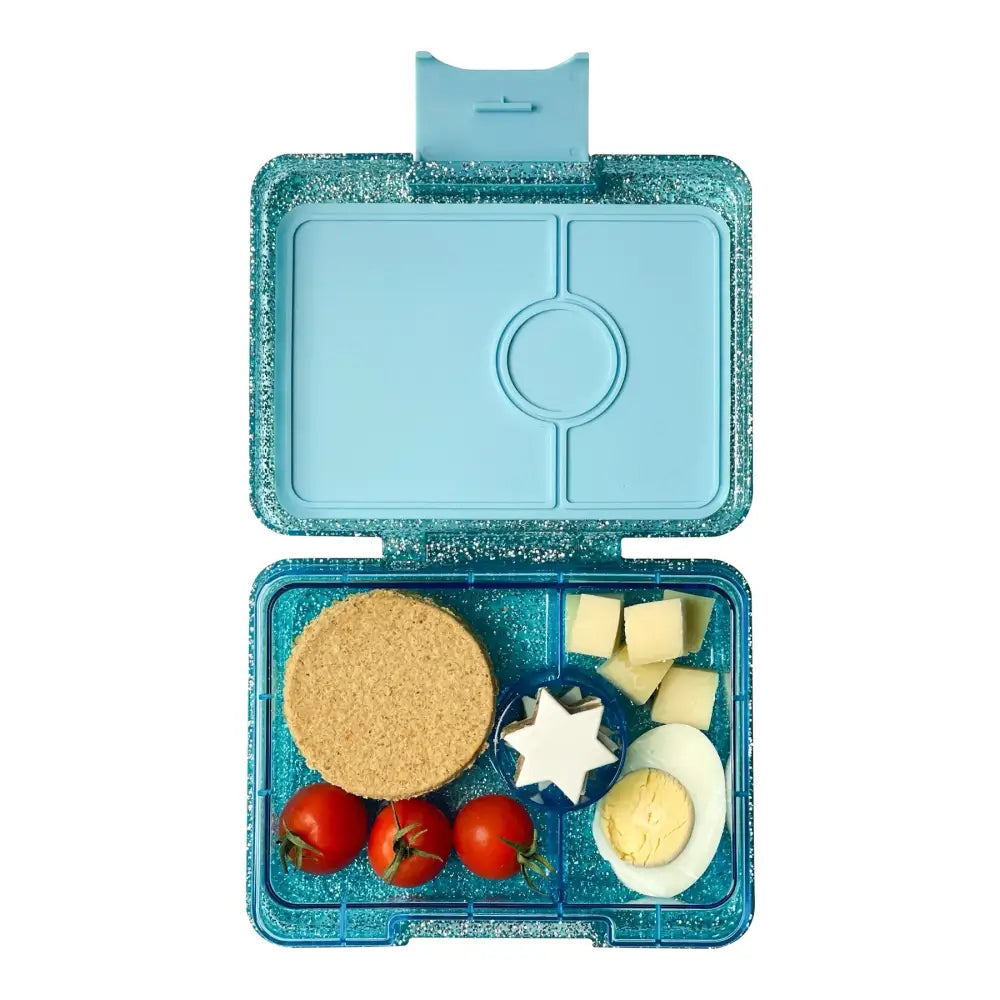 Fiambrera Yumbox Snack 3 secciones - Twinkle Aqua Glitter