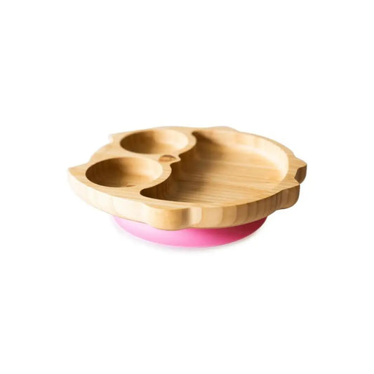 Plato de Bambú con ventosa Eco Rascals - Búho Rosa - Rosa -